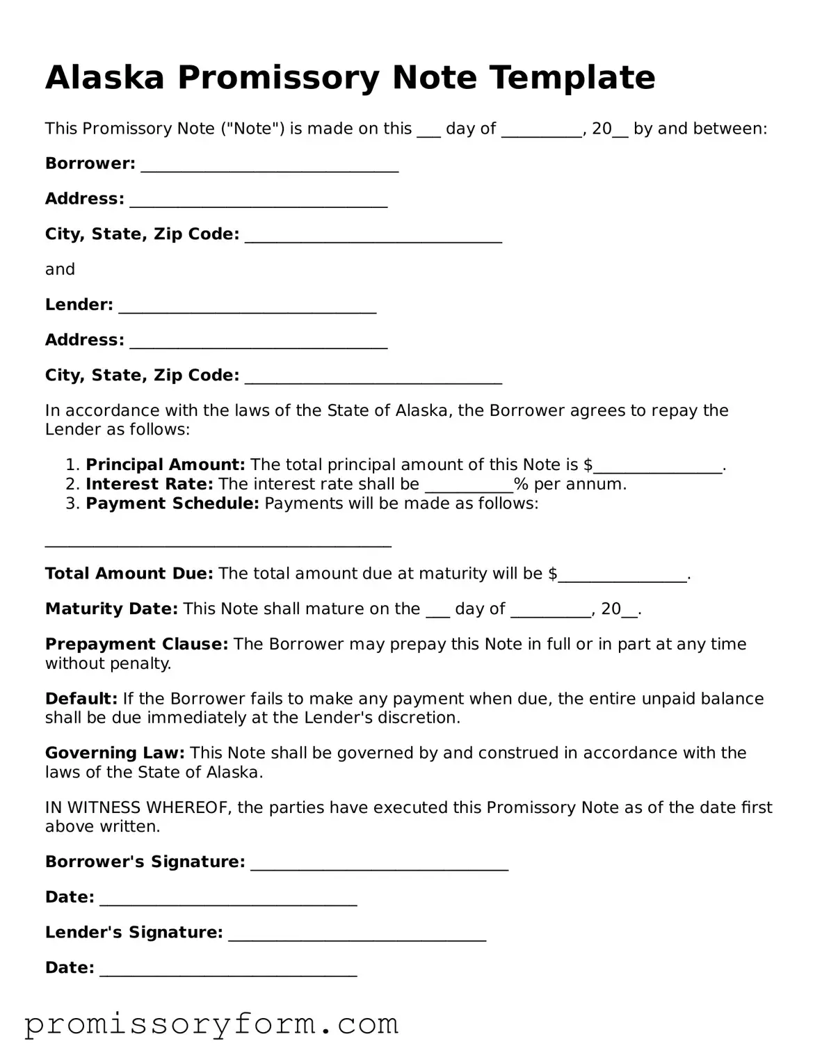 Valid Alaska Promissory Note Template