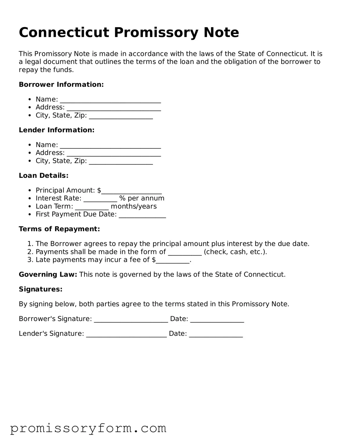 Valid Connecticut Promissory Note Template