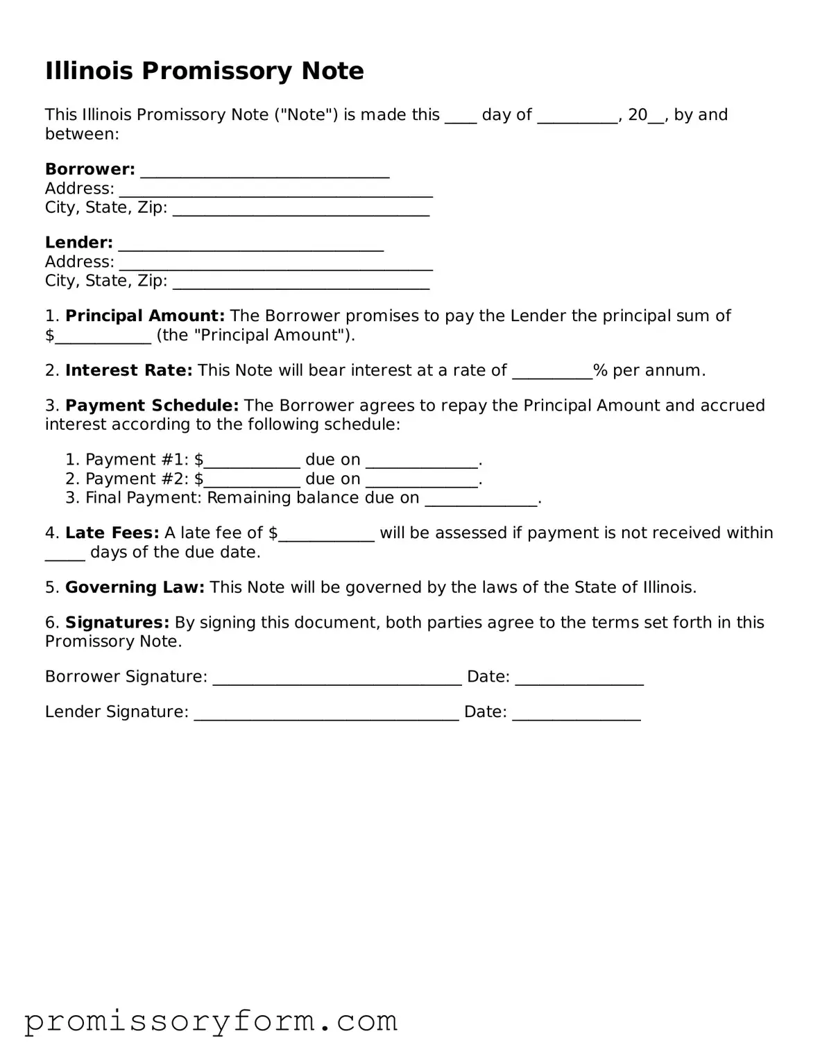Valid Illinois Promissory Note Template