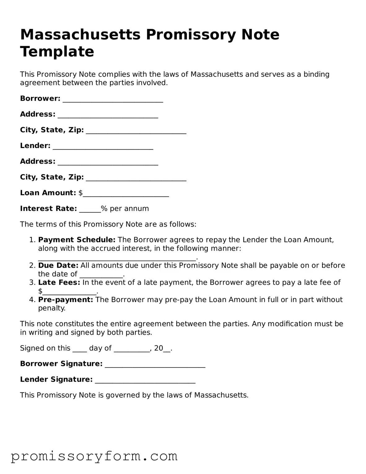 Valid Massachusetts Promissory Note Template