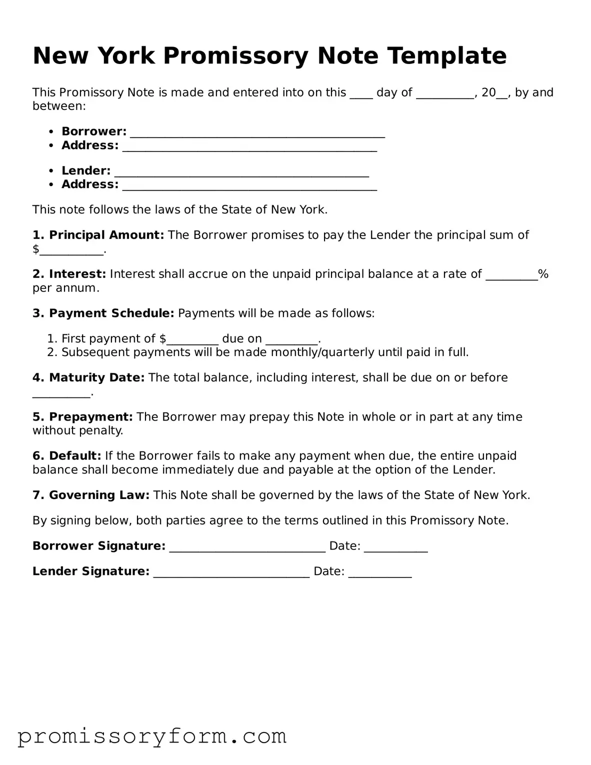 Valid New York Promissory Note Template