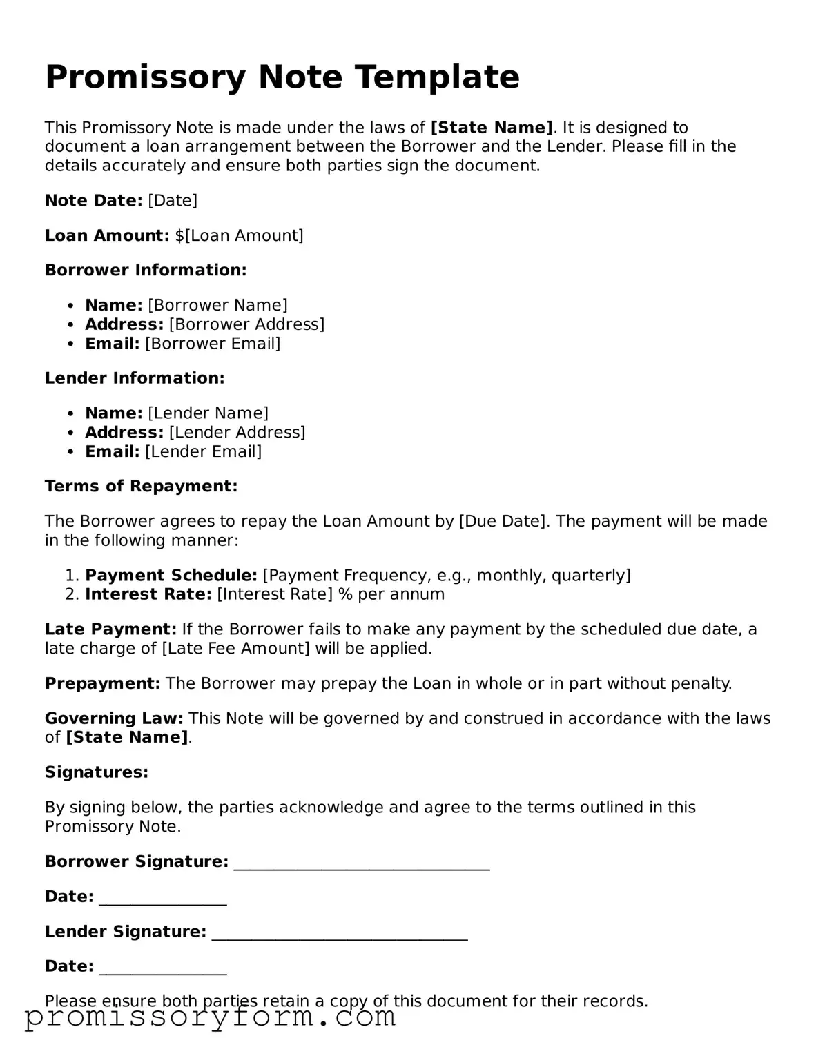 Free Promissory Note Document