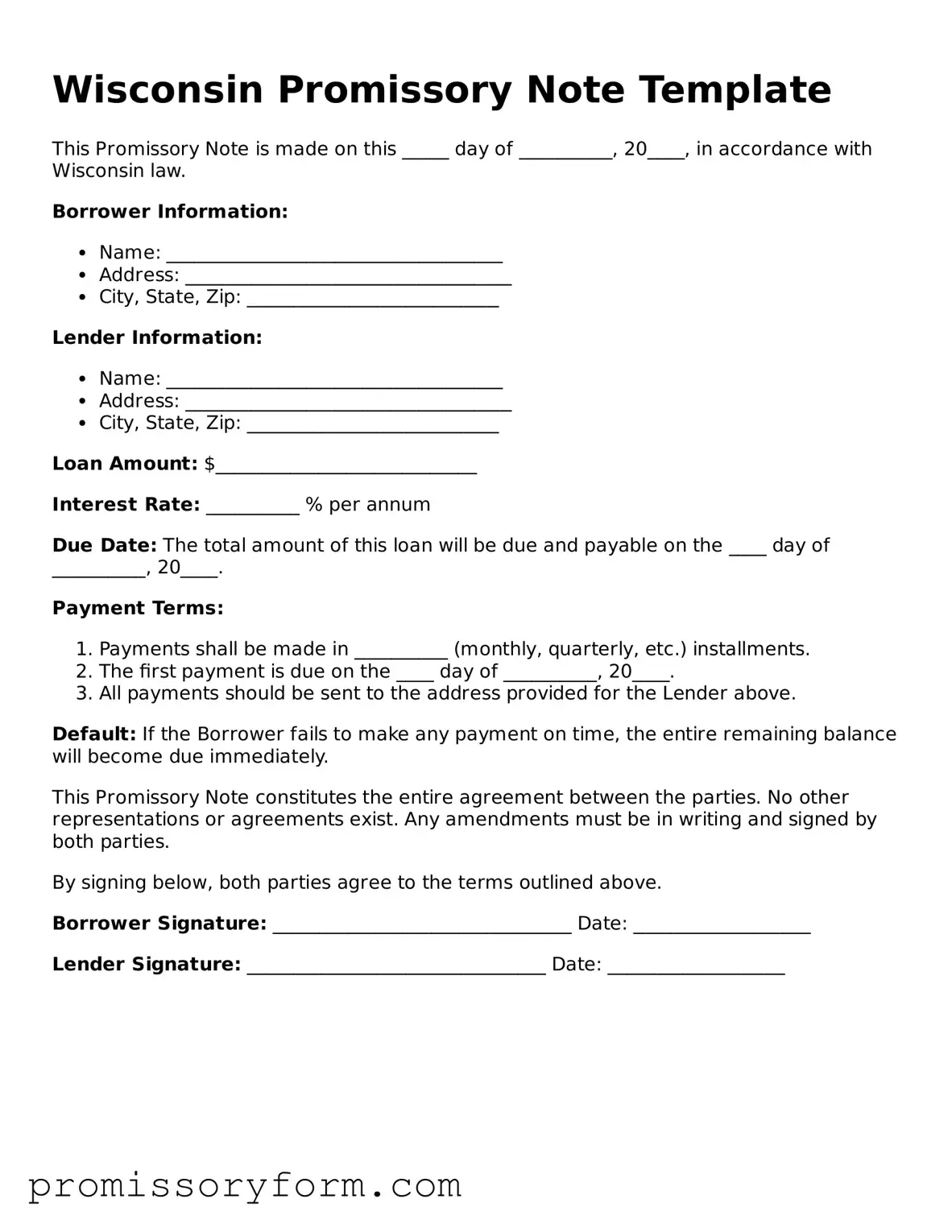 Valid Wisconsin Promissory Note Template